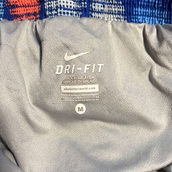 Nike Shorts Women Medium Orange Blue Geometric Print Athletic Running Athleisure - Picture 4 of 5